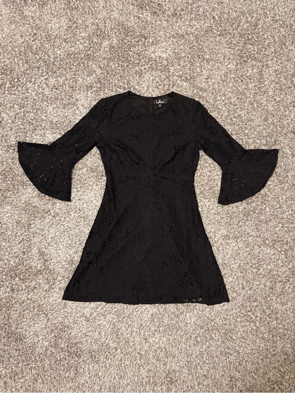 Lulu's Black Lace Bell-Sleeve Mini Dress